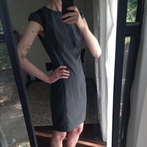 NWT Zara Gray Pencil Sheath Dress w/ Cap Sleeves